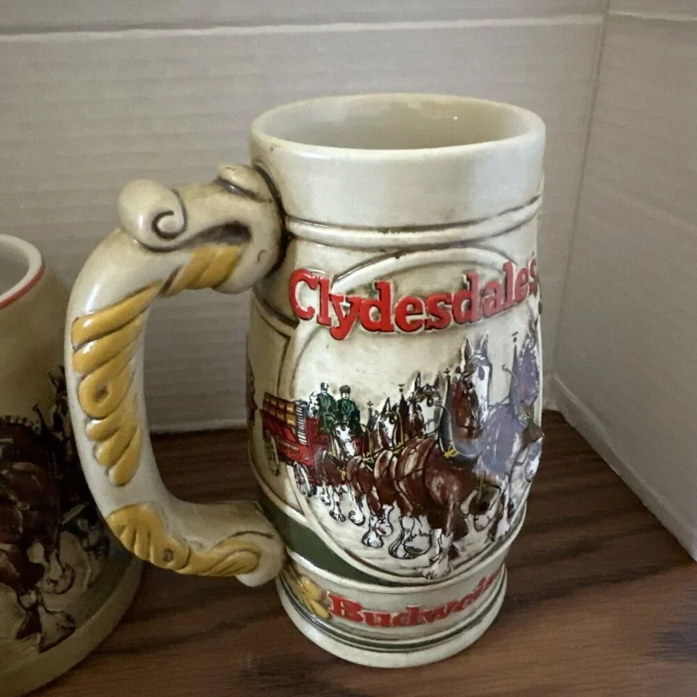 Budweiser Mug Lot Of 3, 1980’s Steins , Vintage